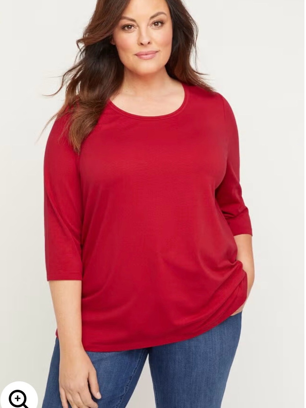 NWT Amato / Women’s Plus Red Scoop Neck 3/4 Sleeve Tunic…199 Hanger